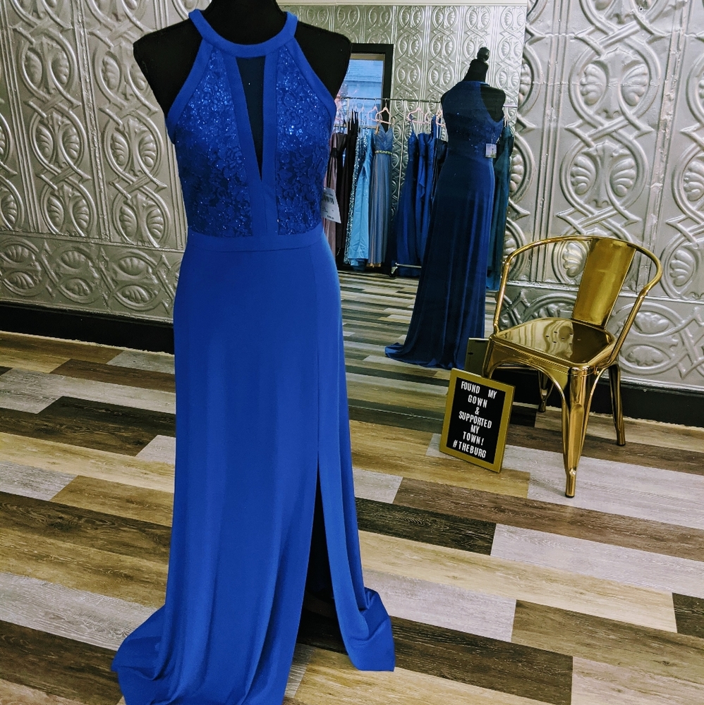 NWT Royal Blue Jersey & Lace Dress